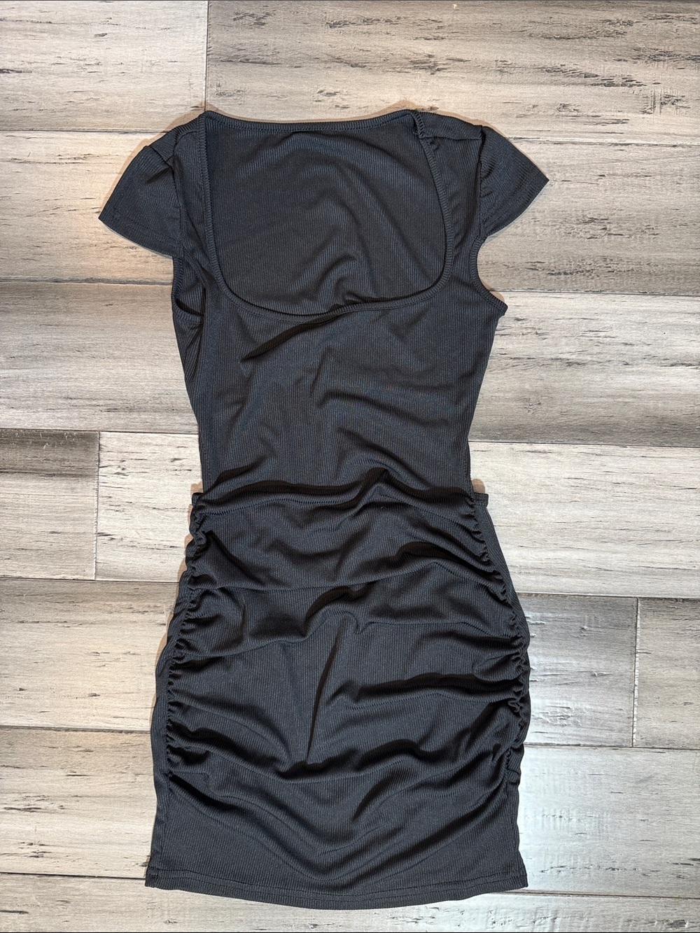 Black Ruched Side Bodycon Dress - Womens